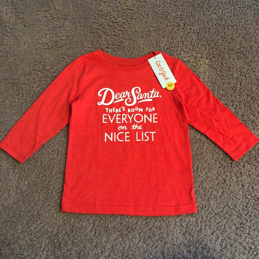 Cat & Jack 2T Santa Shirt, New With Tags